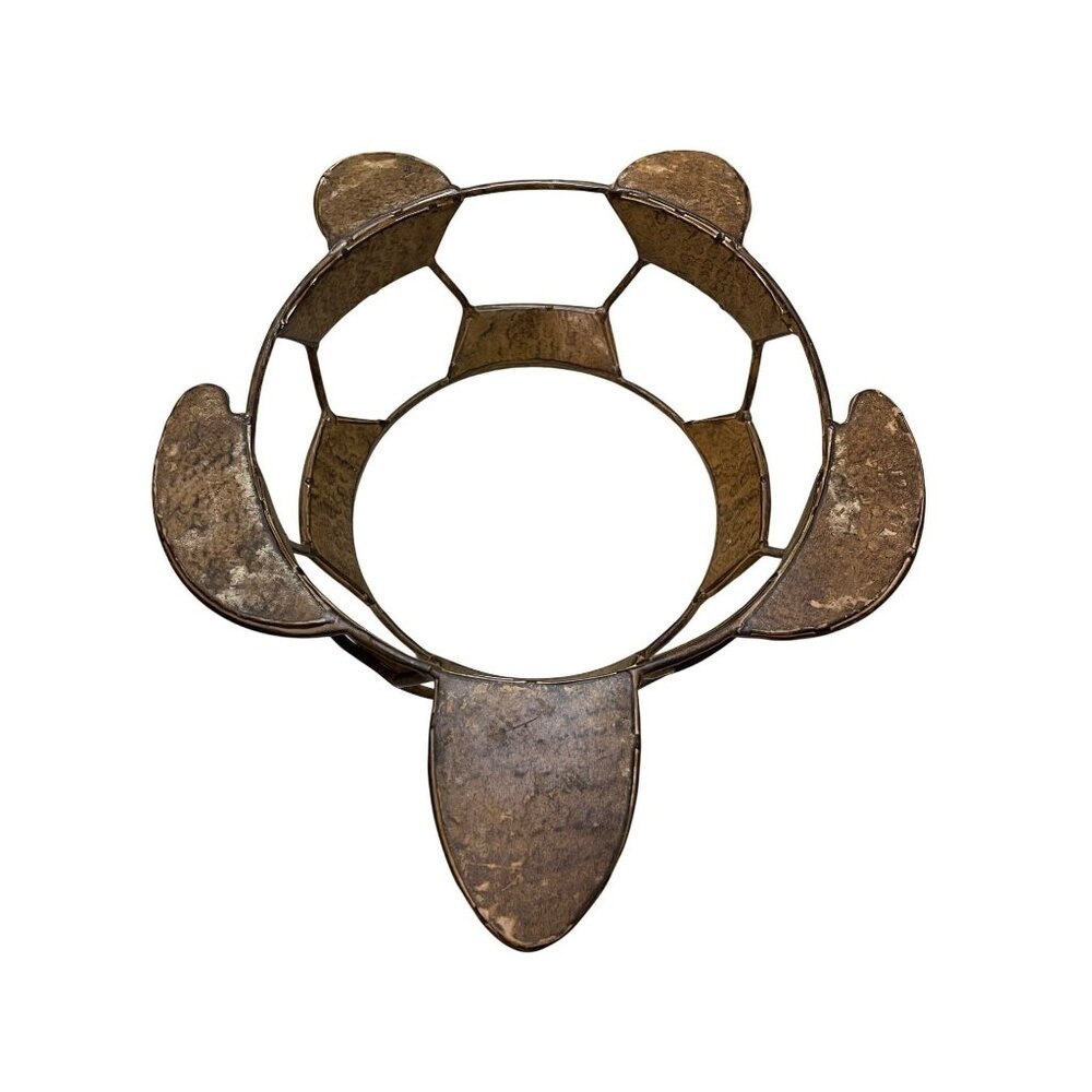 Large Sea Turtle Hammered Copper Metal Stand Decor